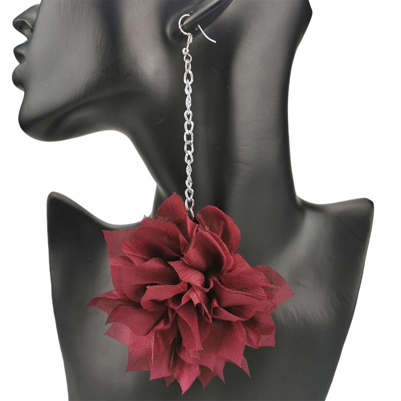 

UKEBAY New Red Flower Drop Earrings Women Long Earrings Big Jewelry Fashion Boho Jewellery Gothic Handmade Earring Accessories