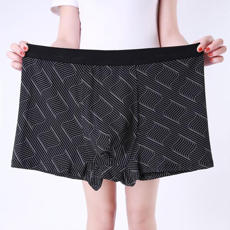 

5XL Big Size Fat Underpants Men Printed Underwear Boxers Breathable Plus Size Men's Panties Cotton Male Boxer Shorts Homme Cueca, A black