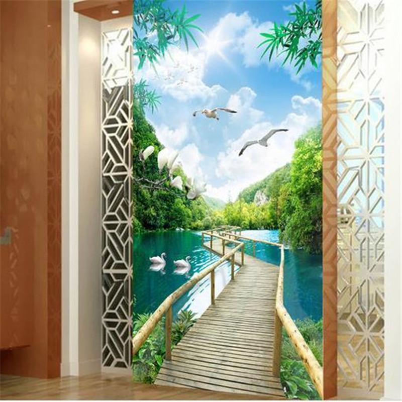 

3D Wallpapers Natural Trees Landscape Flowers Wallpapers for Walls 3D Wall Papers for Living Room Home Decor Murals Corridor1, As picture