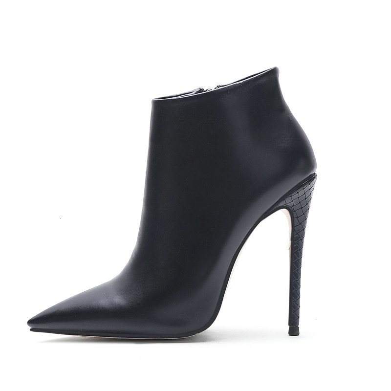 

2021 New Big 45-size Solid Elegant High Heels Winter Wedding Shoes Women's Boots FFD7, Black
