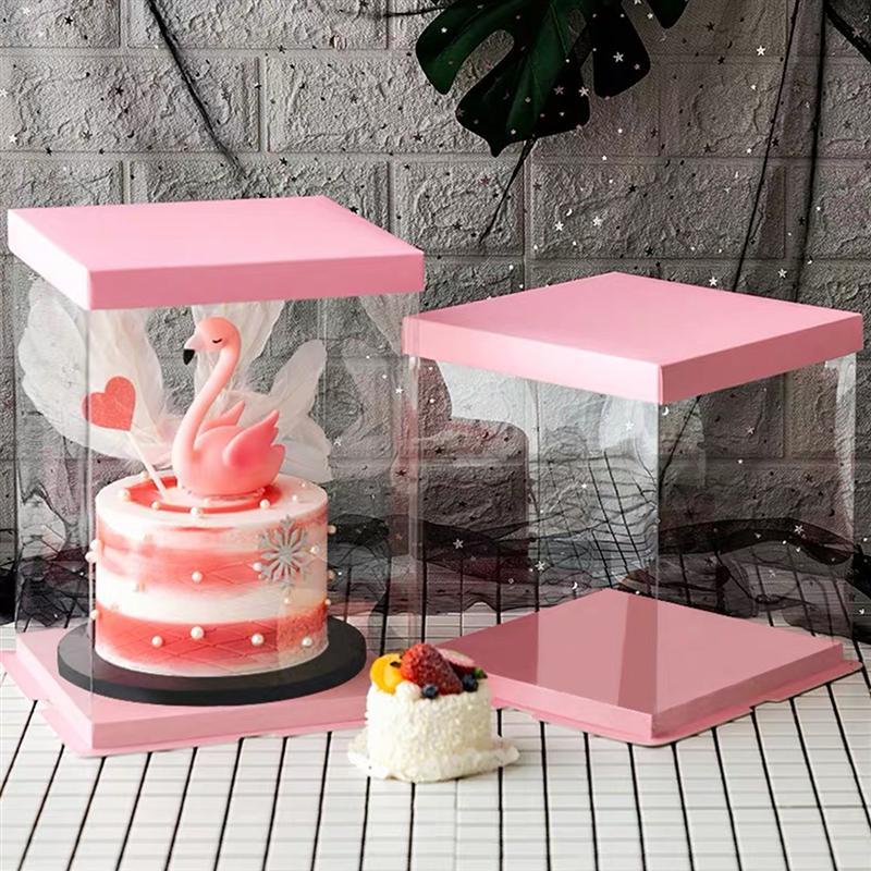 

4pcs Cake Packaging Box Cake Container Transparency Box Wrapping