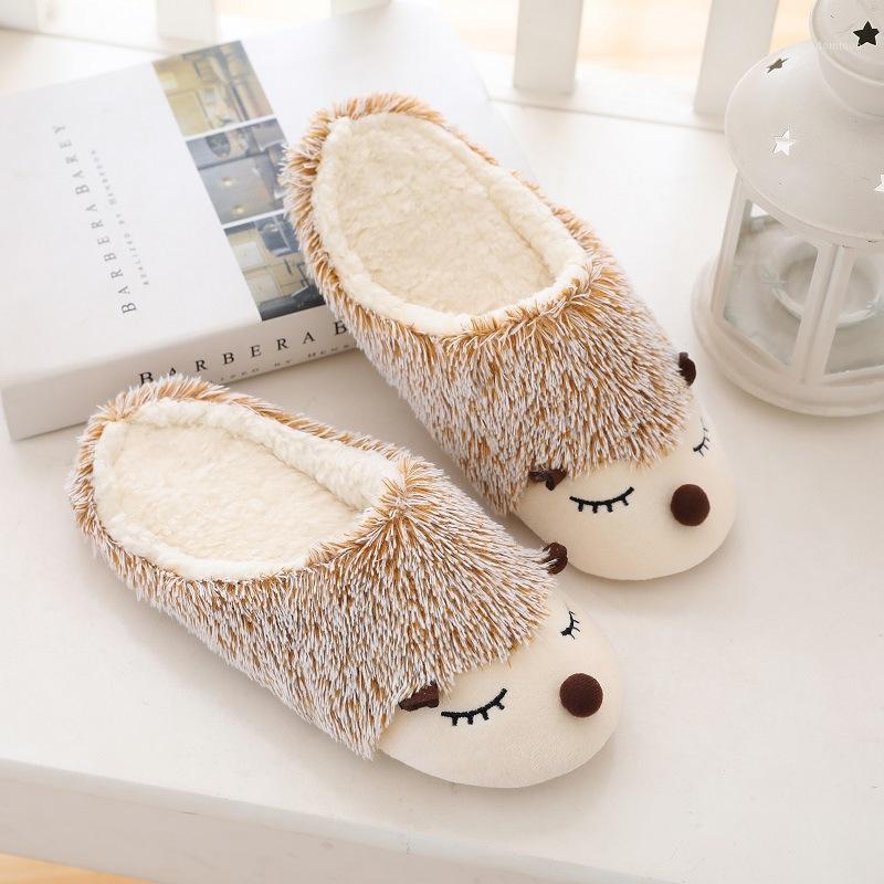

Furry Animal Slippers Women Cut Home Floor Cotton Slippers For Women Warm Autumn Winter Bedroom Fur Slides Ladies Shoes VT13041, Hedgehog