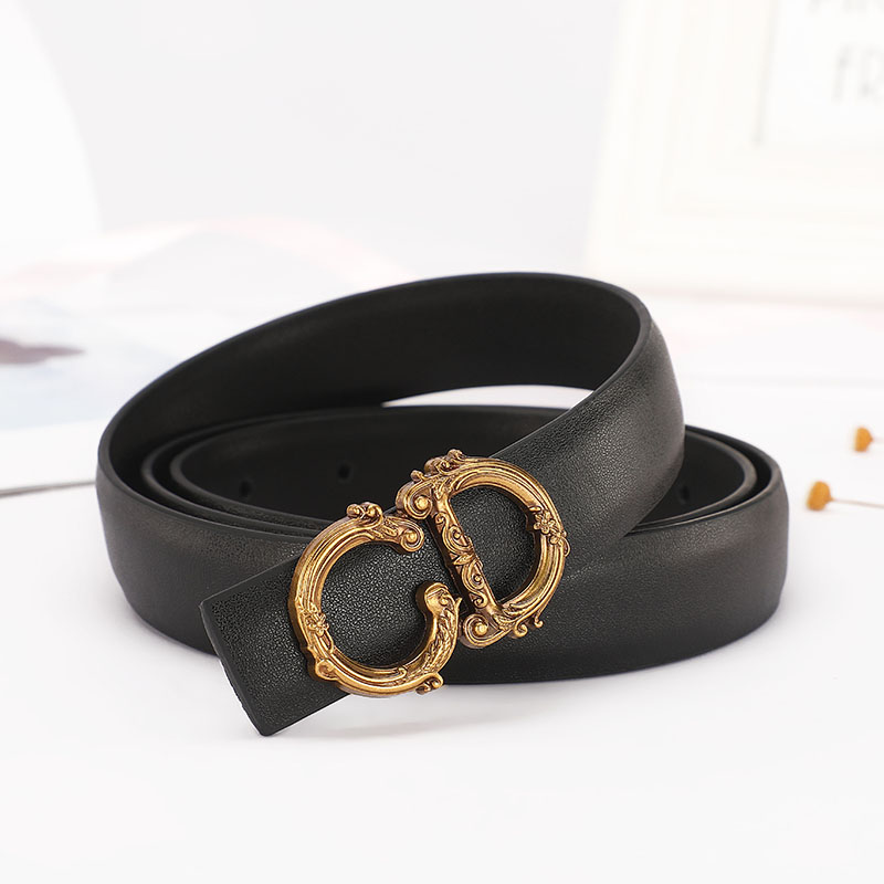 Ceinture de designer de luxe en cuir véritable CD CD-Cours Court de la ceinture Femme Grand Boucle lisse Ceintures classiques 2020H