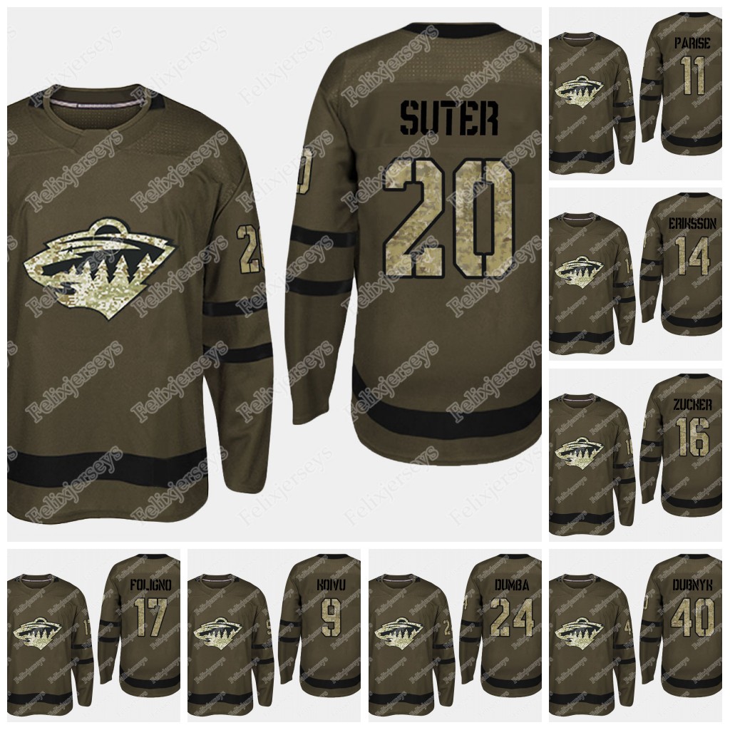 

Minnesota Wild Military Camo Jersey 22 Kevin Fiala Mikael Granlund Zach Parise Matt Dumba Devan Dubnyk Ryan Suter Mikko Koivu Jason Zucker, Black;red