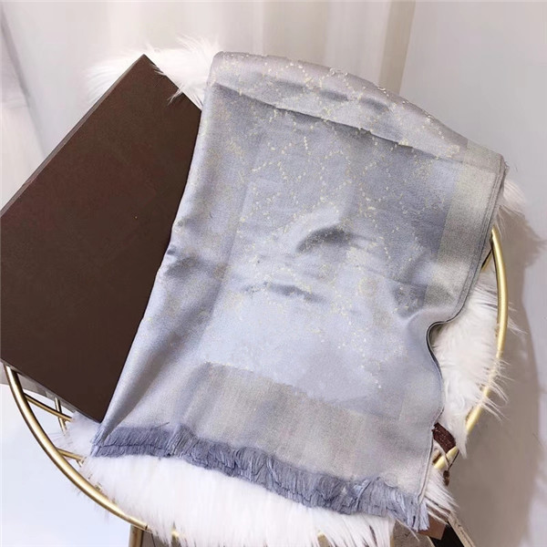 

Wholesale 2021 Classic letter silk and wool fashion scarf ladies decorative 180*70cm European style without box, Blue;gray