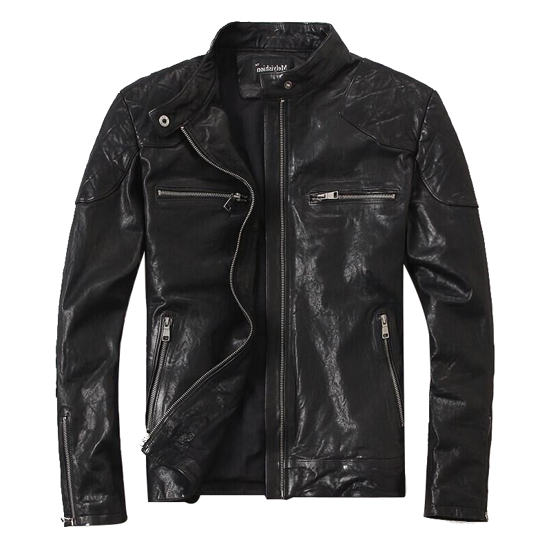 

Men's Jacket 2020 Motorcycle Short Leather Genuine Autumn Jackets Plus Size Kj2399 W8vq, Goat leather.