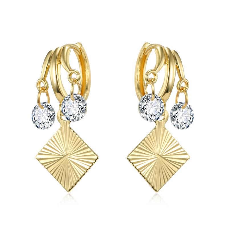 

1Pair European Brightly Zircon Crystal Hoop Earrings For Women Girl Geometric Square Circle Earrings Jewelry Gift E546-2