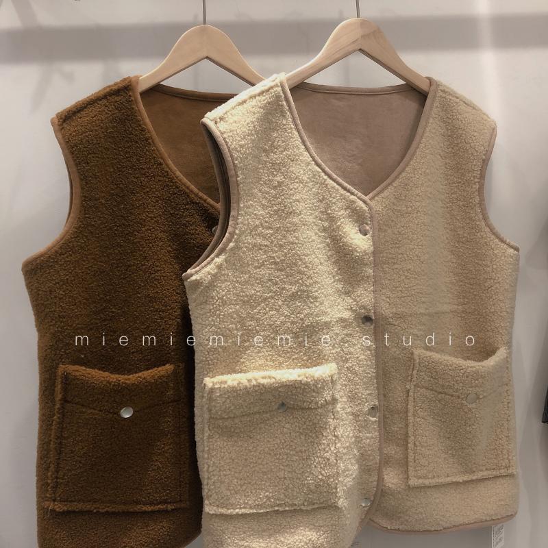 

ZHISILAO New Solid Woolen Vest Cape Coat Women Sleeveless Autumn Winter Thick Warm Outerwear Elegant Jacket 2020, Beige