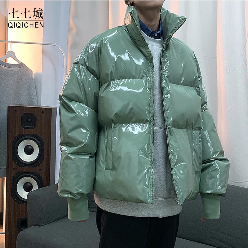 

QIQICHEN Mens Streetwear Winter Glossy Bubble Jackets 2020 Mens Harajuku Warm Hip Hop Parka Male Korean Fashions Puffer Coat, Khaki