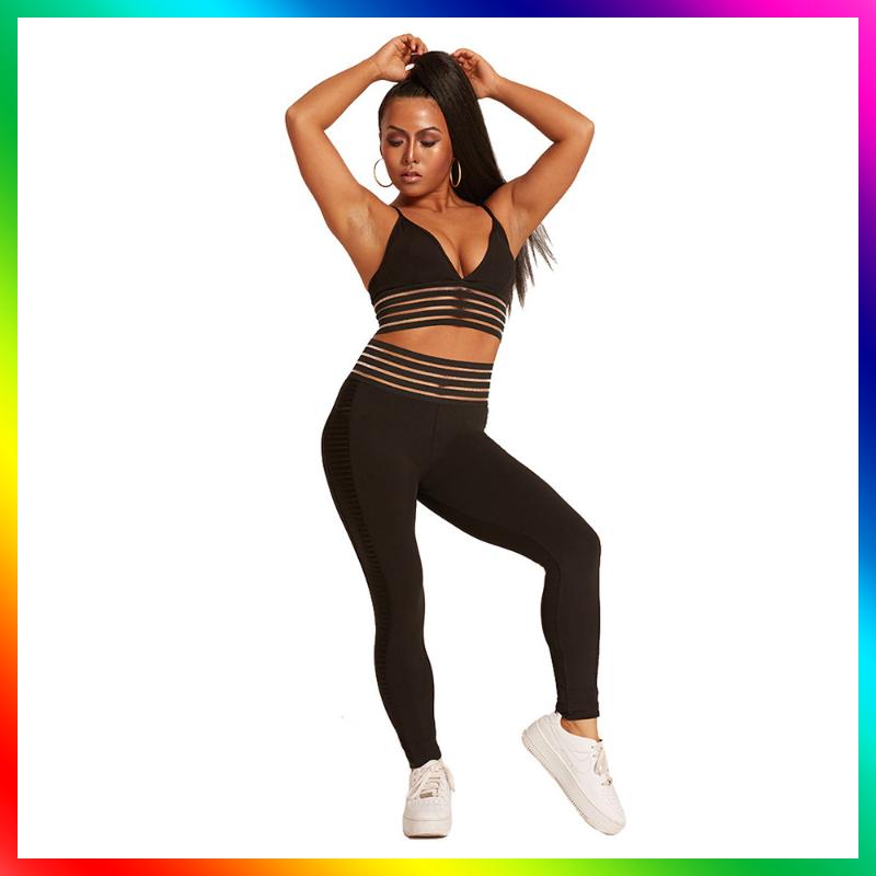 

Foreign Trade Hot Sales Casual Sexy Yoga Sports WOMEN'S Suit High-waisted Gauze Yoga Fitness Long Shorts Sports Bra