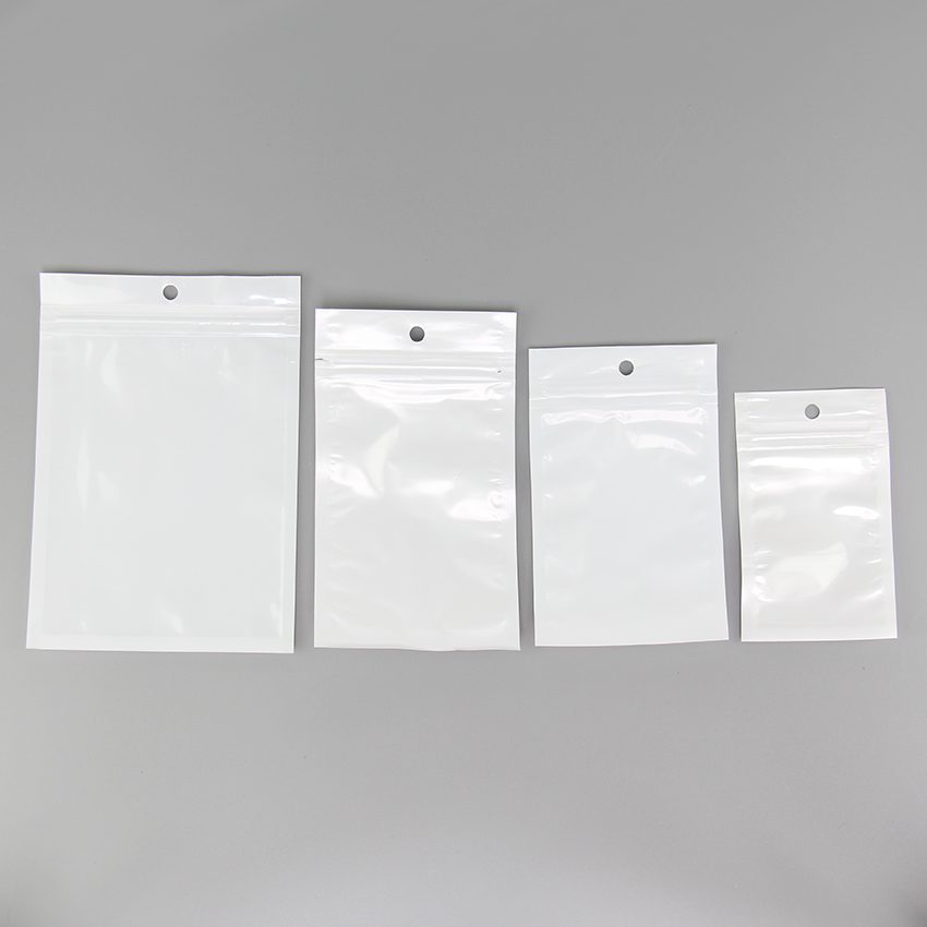 

4 Sizes Clear+White Plastic OPP Bags Resealable Retail Poly Packaging Package Pouch for Mobile Phone Case Cable
