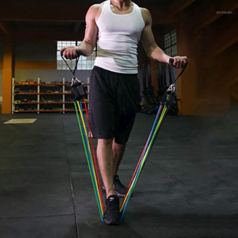 

11PC Exercise Resistance Bands Sets Natural Latex Pull Rope Fitness Resistance Band Sports Elastic Band Excerciser Body Training1, Blue