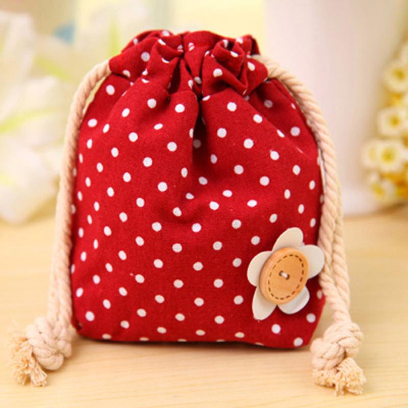 

Cotton Polka Dot Candy Bags Package Drawstring Mini Bag Pouch Storage Organizer Purse Key Card Wedding Party Favor Jute Gift Bag
