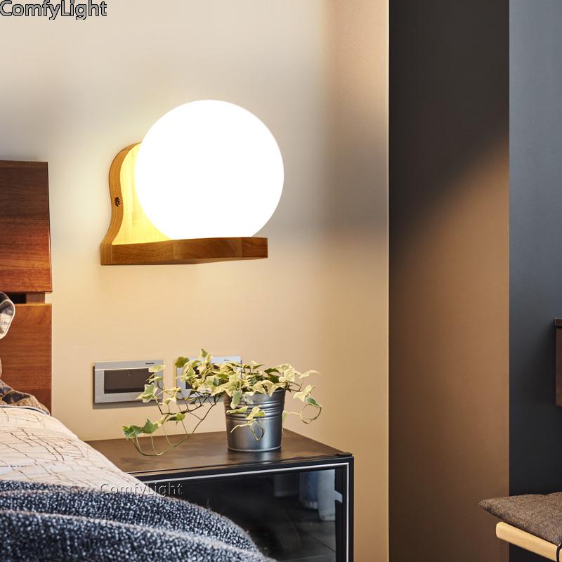 

Simple Glass Wall lamps led bedroom bedside decoration Nordic designer living room corridor hotel wall light Holtel Corridor E27