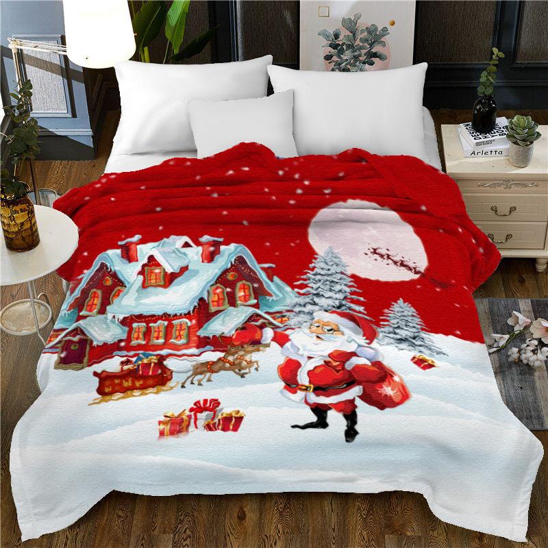 

Merry Christmas Blanket Soft Flannel Adults Winter Warm Bedspread Bed Sheet Cover Santa Claus Children Gift Throw Blankets