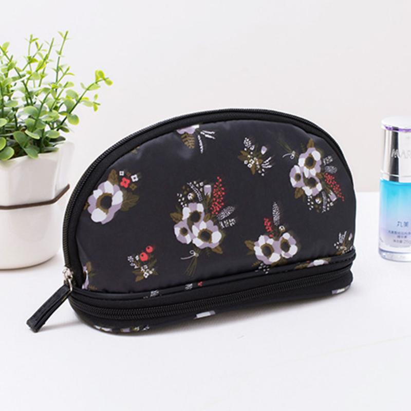 

Organizer Clutch Floral Print Travel Makeup Bag Large Capacity Cosmetic Case Waterproof Storage Double Layer Multi Use Toiletry, Feather
