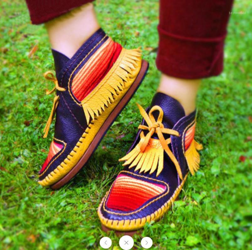 

Wram 2020 Winter Boots Women Ethnic Tassel Fringe PU Leather Mid Half Winter Boots Woman Square Heel Botas De Mujer Booties1, Photo