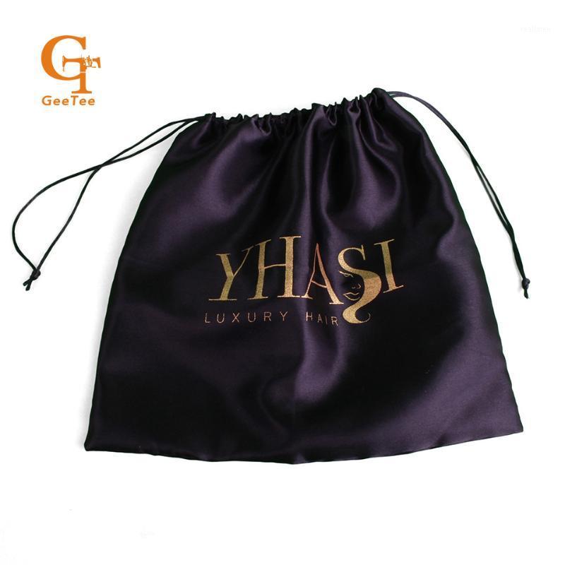 

Custom Logo brand name Human Virgin Hair Extension Wigs Packaging satin bags,Hair extensions bundles packing silk bags1