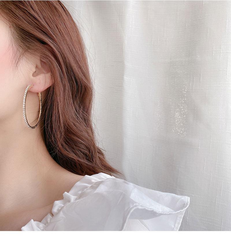 

Korean style inlaid zircon large circle earrings woman European and American temperament exaggerated couple jewelry gift