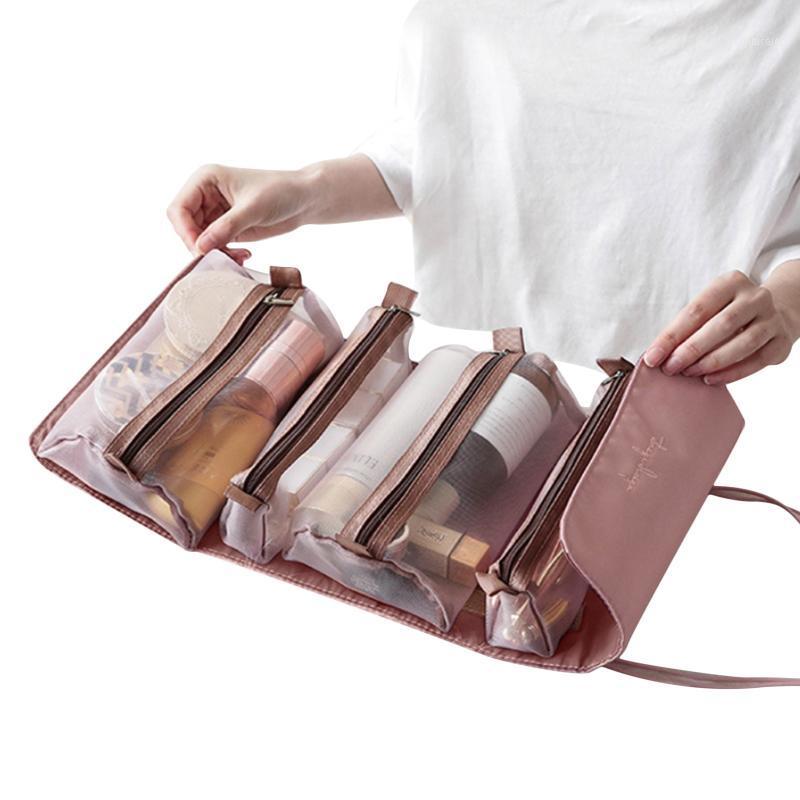 

New Arrival Cosmetic Bag Folding Portable Detachable 4 in 1 Toiletry Storage Bag for Vacation Traveling Business Trip1, Black