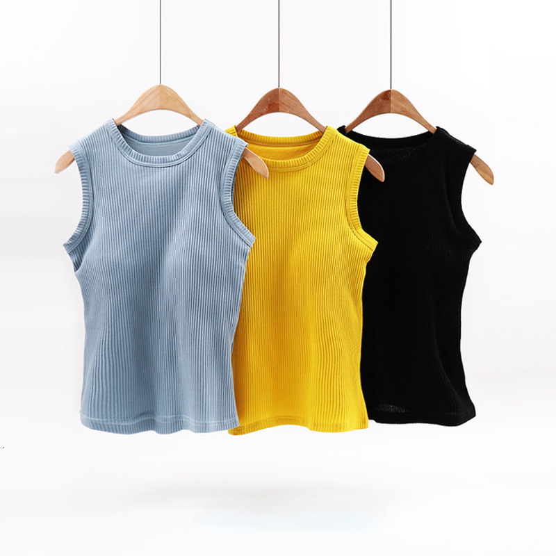 

2021 New Women Tank Top Seamless Women's Underwear a Padded Chest Piece Femme Push Up Cami Topos Z0in, Blue3