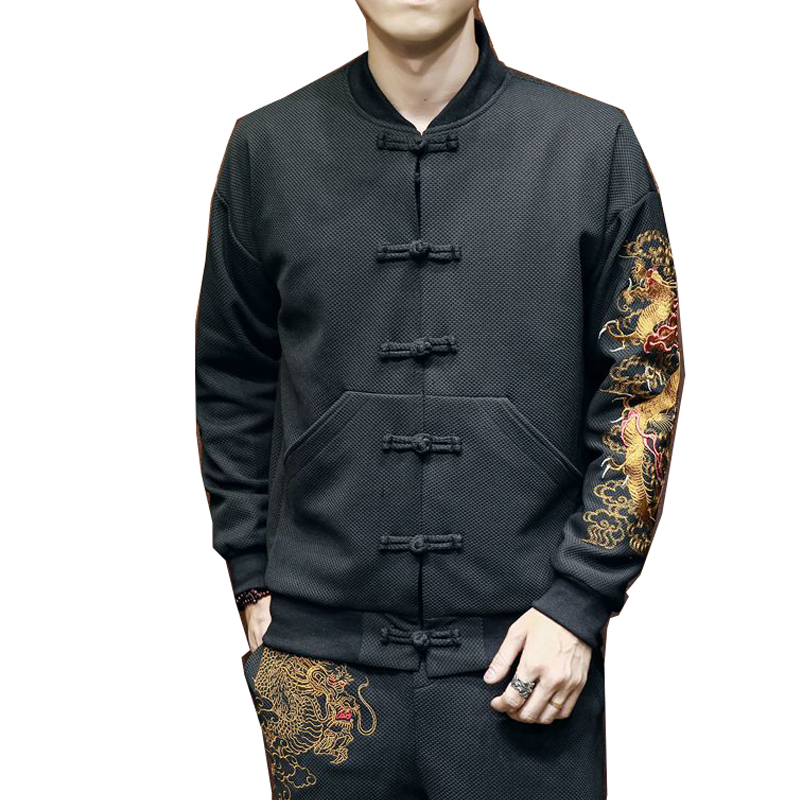 

2021 New Jackets Vest Dragon Embroidery Men's Masculine Jacket UULH, Black