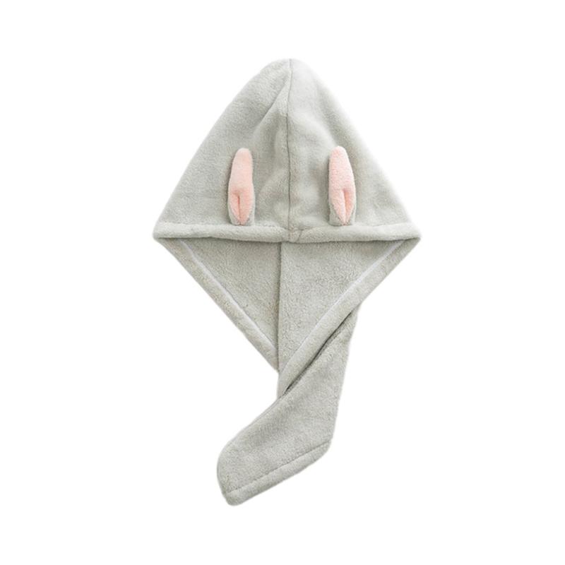 

Lovely Ears Coral Velvet Hygroscopic Scarf Towel Wrapped Hair With Buttons Bath Cap Dry Hair Hat