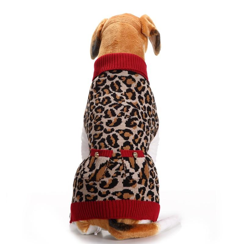 

New Autumn/winter Wool Pet Dog Sweaters cute Christmas leopard print Knitting Sweater for Medium and big Dog Pet Clothes(red