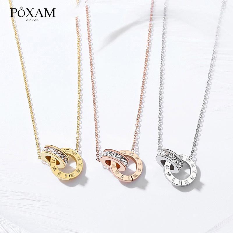 

POXAM Luxury Elegant Crystal Choker Fashion Roman Digital Stainless Steel Gold Silver Color Pendant Necklaces for Women Jewelry1