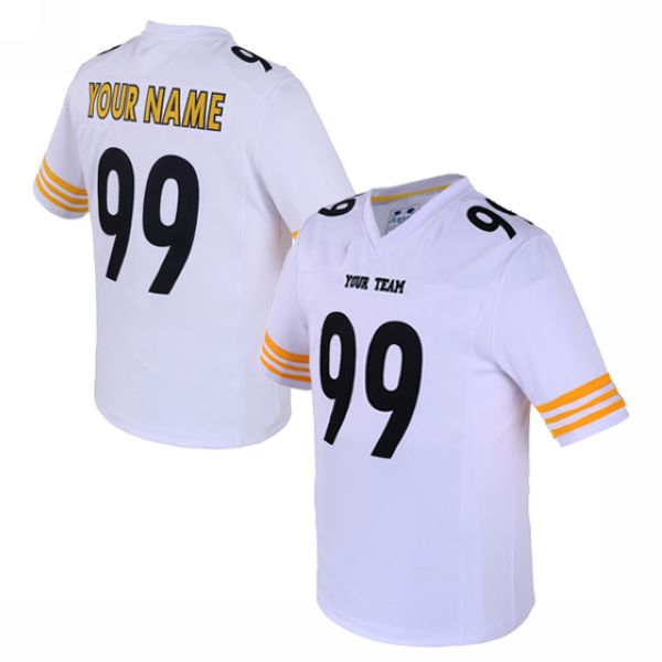 

Custom white Pittsburgh Style Football stitched Jersey personalized any name number mens women youth jerseys