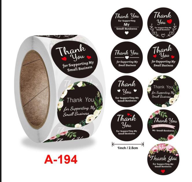 

500pcs Roll 1 inch Festive Decoration Thank you Sticker Label