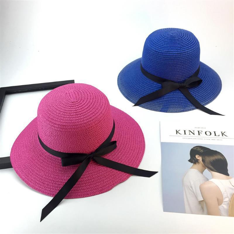 

Summer Women Straw Cap Comfortable Wide Brim Beach Hat Sun Cap Breathable Sun UV Protection Panama Hat Girl Beach Accessories1, White