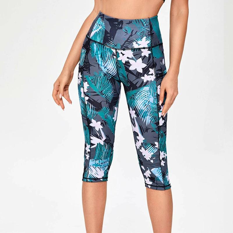 

Hot-selling hot-selling casual hip-lifting yoga pants, digital printing pocket cropped pants, sports tights, Photo color