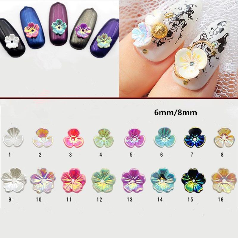 

50pcs Colorful Shell Flowers 3D Nail Art Decorations DIY Beads Metal Rivet Jewelry Fashion Manicure Accessories