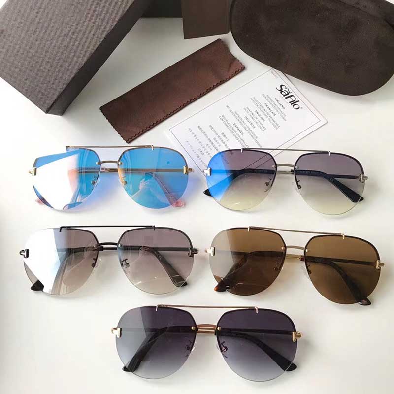 

2020 Mens and womens fashion sunglasses FT0584 16V Shiny Palladium Brad Pilot Sunglasses Lens Category 3 Size 60-17-140 With original box, White;black