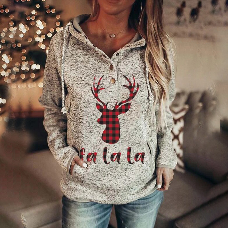 

New jacket printed letter with hood Autumn and winter female sweater 719S, Gray