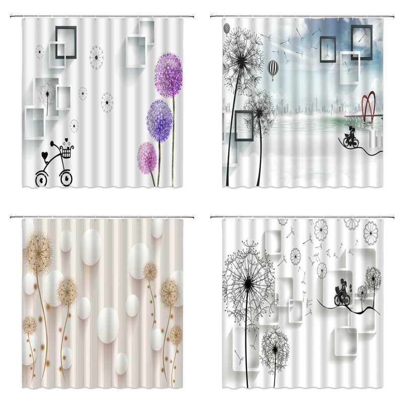

Flower Dandelion Red Rose Green Plants Small Fresh Shower Curtains Bathroom Curtain Frabic 3D Waterproof Polyester With Hooks1