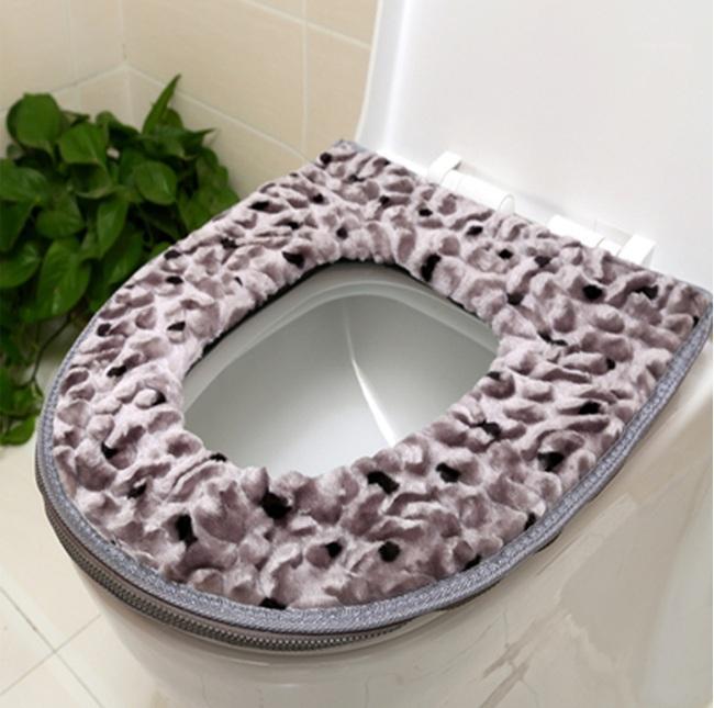 

Good quality Winter warm thickening Velvet Zipper toilet seat cover bathroom WC leather waterproof potty mat pad SWZ0071