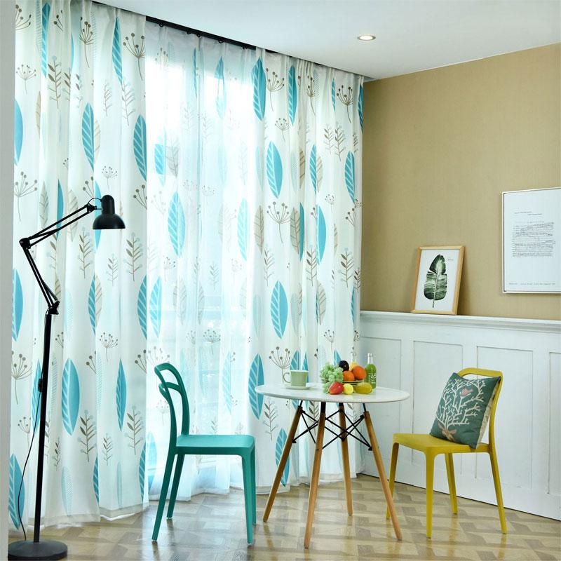 

Printed leaf Curtains for Children Blackout Cloth Nursery Sheer Tulle Curtains Cotton Kids Blinds Bedroom, Colour 1 yarn