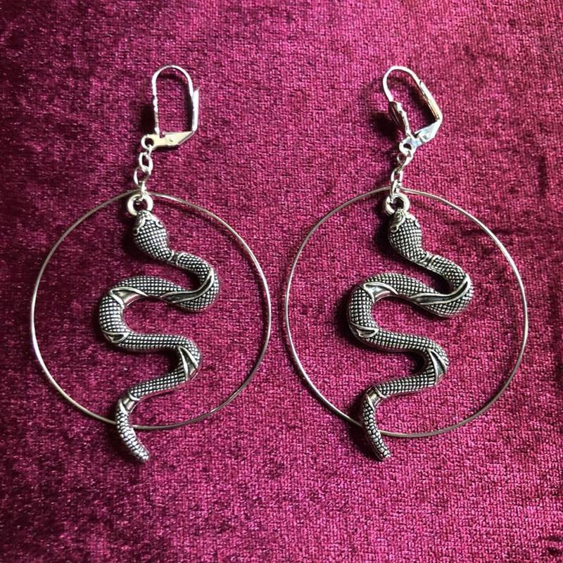 

Snake hoop earrings gothic jewelry witchy fashion weird darkness women gift classics 2020 new Dangle & Drop Earrings beautiful