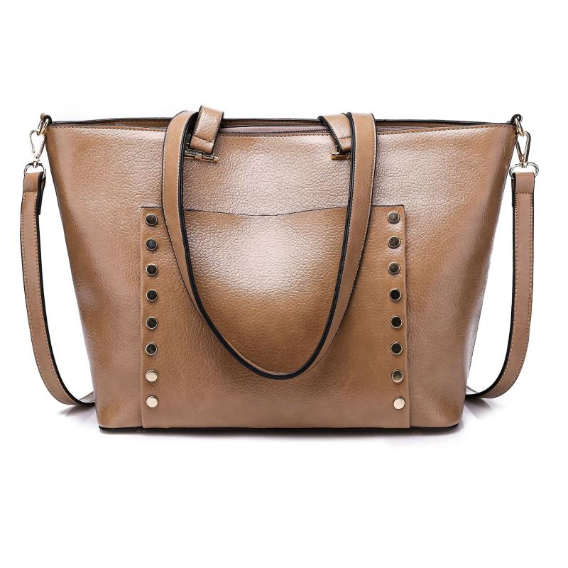 

New litchi pattern women's bag 2021 European and American trend versatile personality fashion tote bag, Black