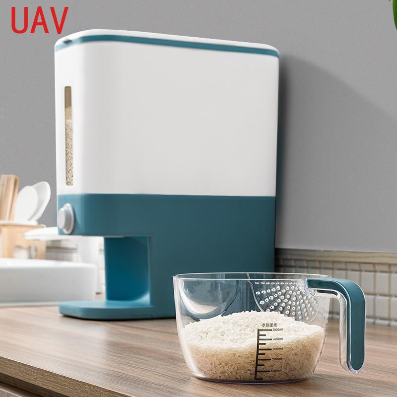 

12kg Automatic Plastic Rice Cereal Dispenser Large Moisture Proof Plastic With Measuring Cup Automatic Racks Sealed Storage