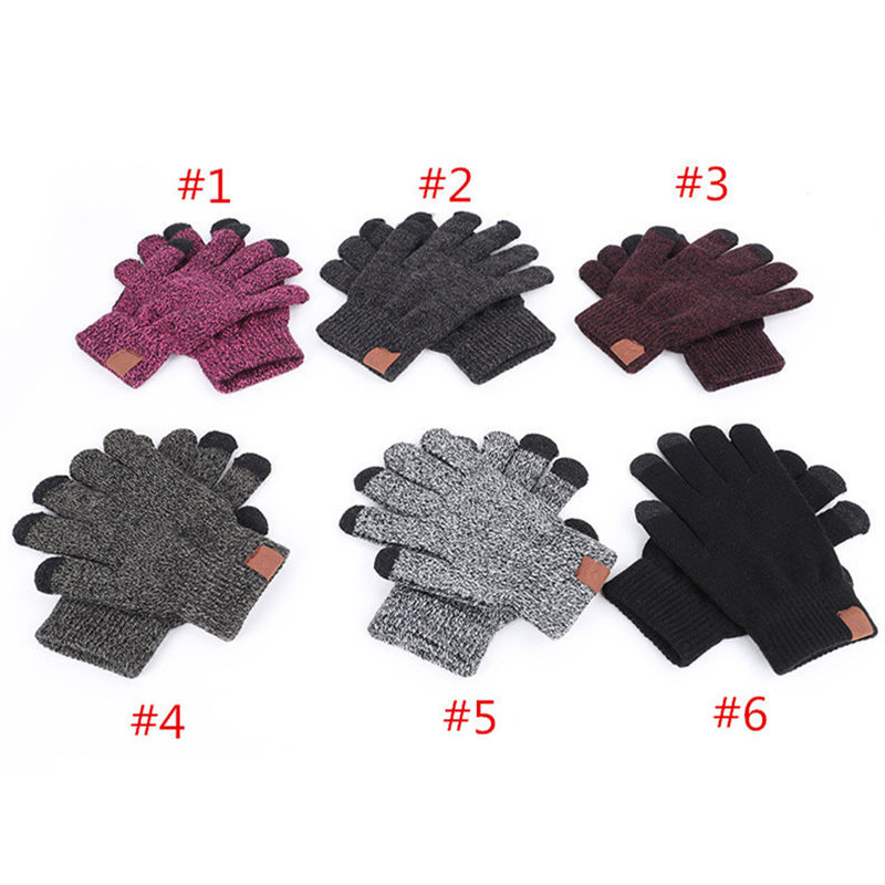

Winter Kniited Gloves Trendy Label Designer Touch Screen Glove Unisex Outdoor Warm Telefingers Knitting Mittens Sports Riding Mitten 6 Color, White