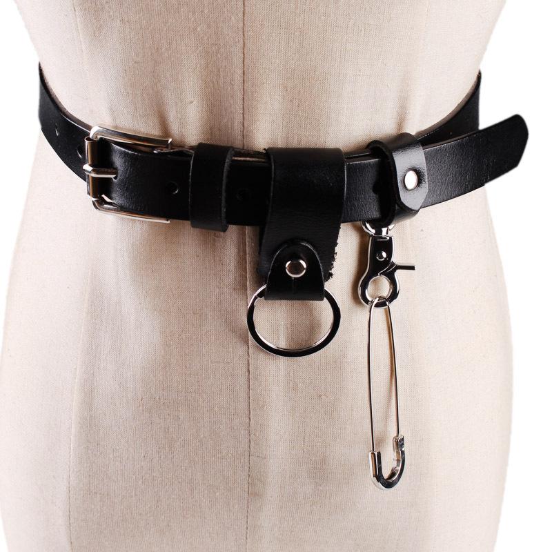 

2020 Sale Adult Pu Cinturon Mujer Cinto Tactical Belt 2020 New Leather Belt Personality Small Ring Wild Decoration Pure Women, Black;brown