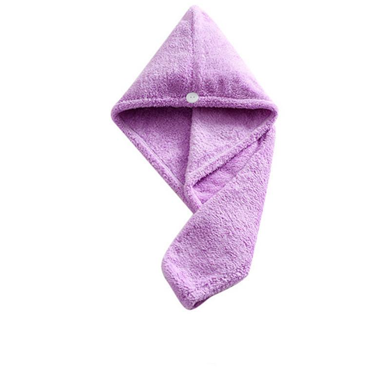 

2 Pcs Purple Quick-dry Hair Towel Cap Hat Hair Drying Hat Bath Microfiber Solid Towel Cap Super Absorption Turban