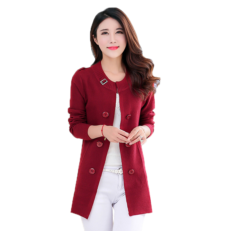

Autumn Fashion Spring Long Casual Cardigans Female Loose Cardigan Sweater Lady Knitted-out Belt More Size 6r8m, Red wine