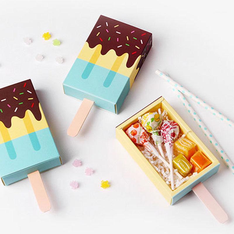

50Pcs Ice Cream Shape Gift Boxes Baby Shower Birthday Party Candy Box Cartoon Drawer Gift Bag for Kids Party Favor Box1