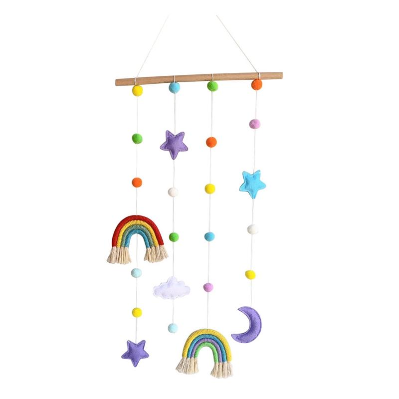

Baby Room Hanging Photo Display Weaving Rainbow Wall Hanging Organiser Home Decor for Pictures or Children Hairpin