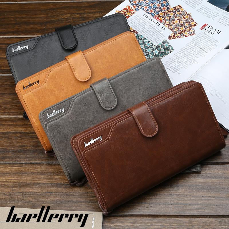 

Men's Wallet Retro Solid Color Multi Card Long Wallet Men's And Women's Unisex 2021 Card Holder Long Men Coin Bags, 2 brown
