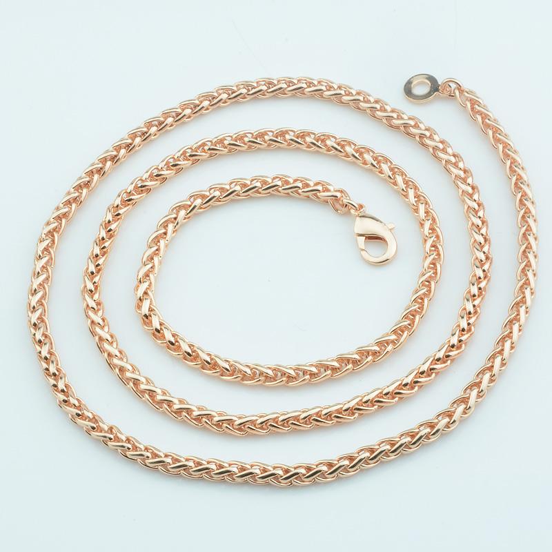 

3mm 5mm 18inch 20inch 24inch Mens Womens Rose Gold Color Necklace Link Wheat Chain Fashion Jewelry